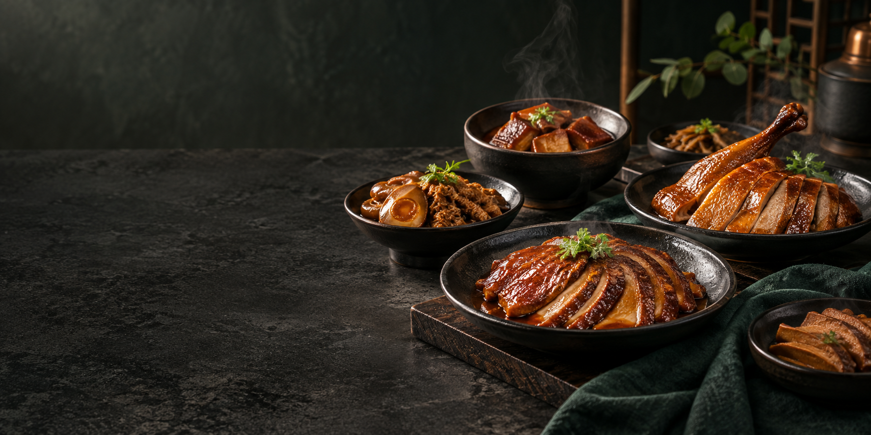 中式熟食菜品陈列组成的熟食经营主题画面